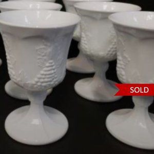 SOLD - Colony Harvest Grape Milk Glass Goblets